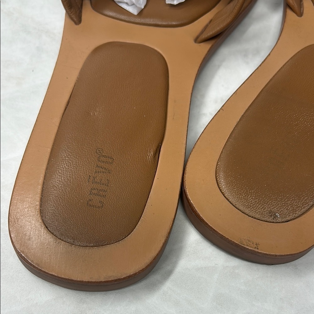 Crevo Women's Tan Chestnut Leather Slide Sandals | 12 - Picture 4 of 6